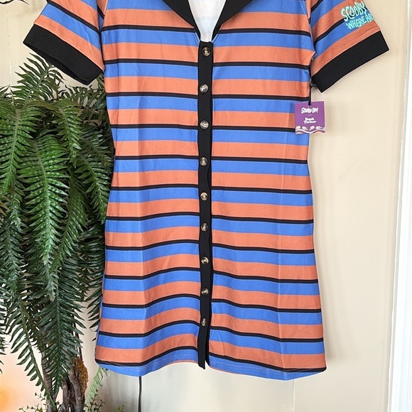 Brand New Unique Vintage Scooby Doo x Smak Parlour Striped Button Down Dress - Picture 5 of 15
